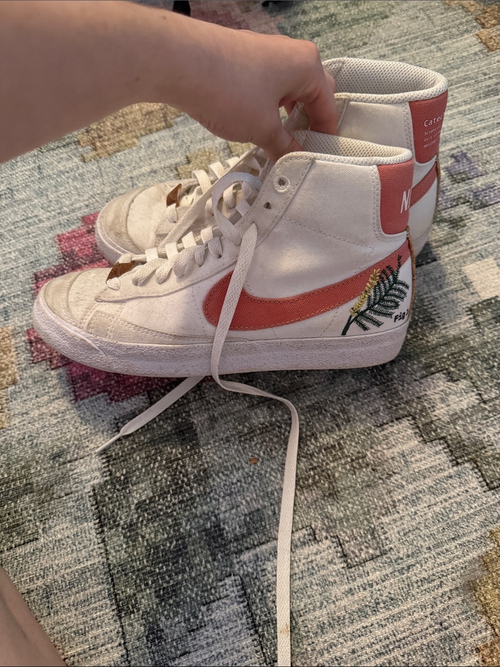 Nike Blazer Mid 'Coral Swoosh' High-Top Sneakers with Embroidered Palm